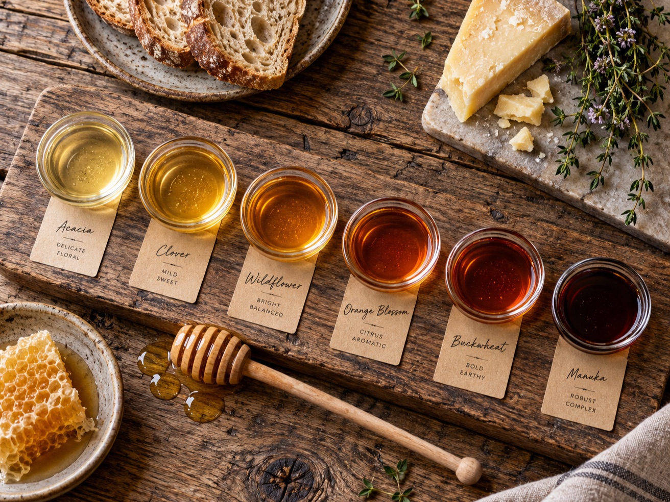 Honey Tasting Flight at Fernhollow Apiary